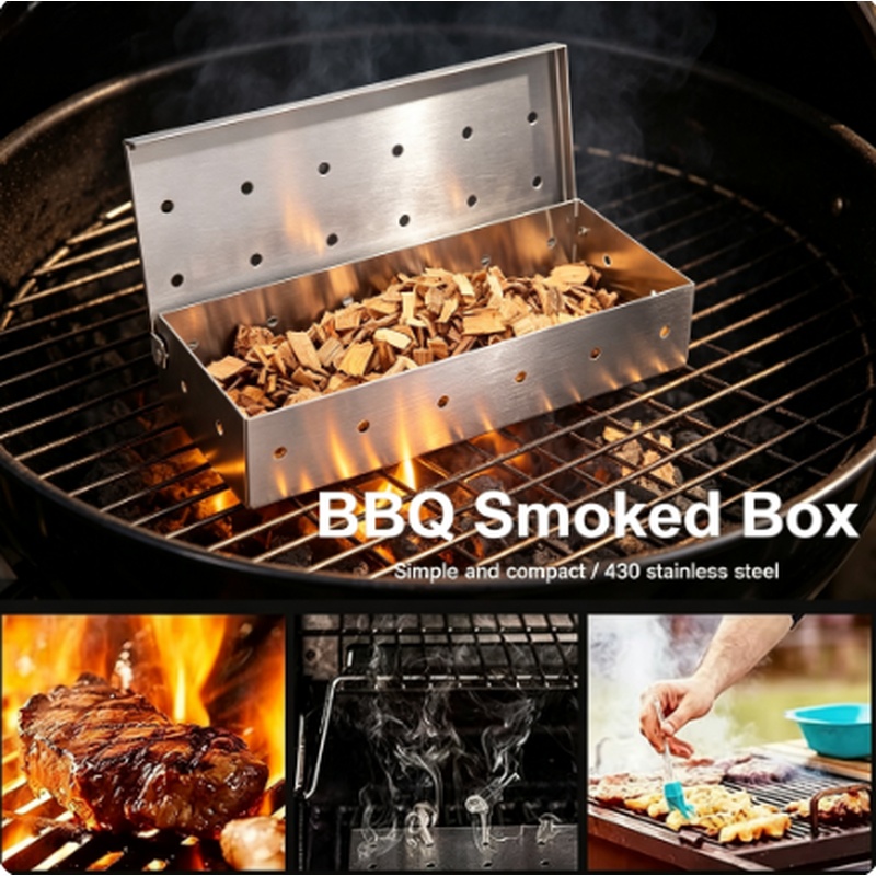 Smoker Box Wood Chip - Caixa Defumadora de Aço Inoxidável para