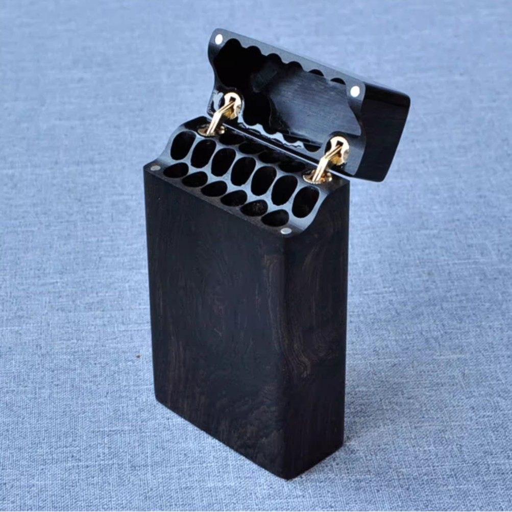 Smoker Box Wood Chip - Estojo de Cigarros Portátil em Ébano,